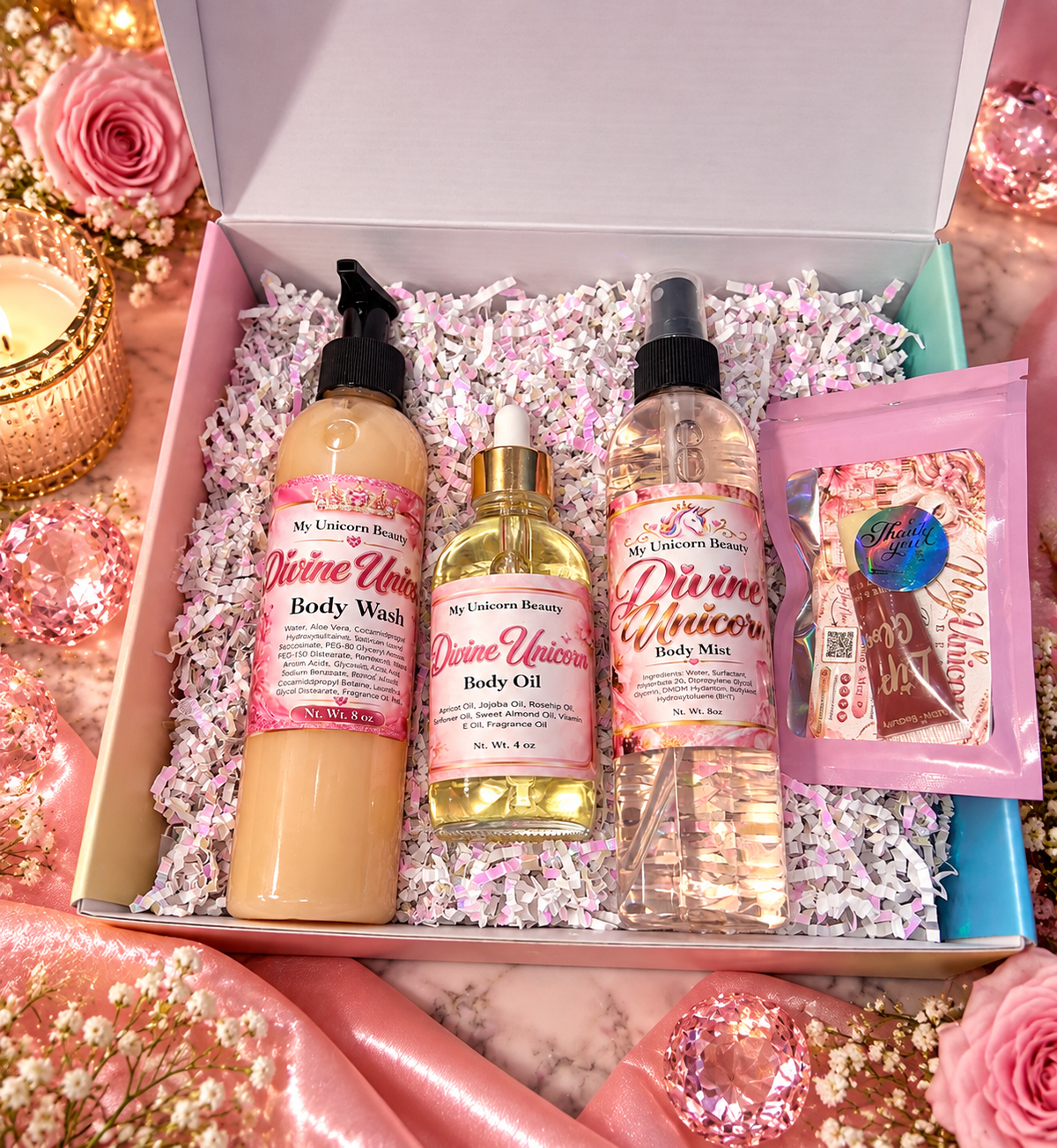Divine Unicorn Luxury Body Care Gift Box | Burberry Her Inspired My Unicorn Beauty