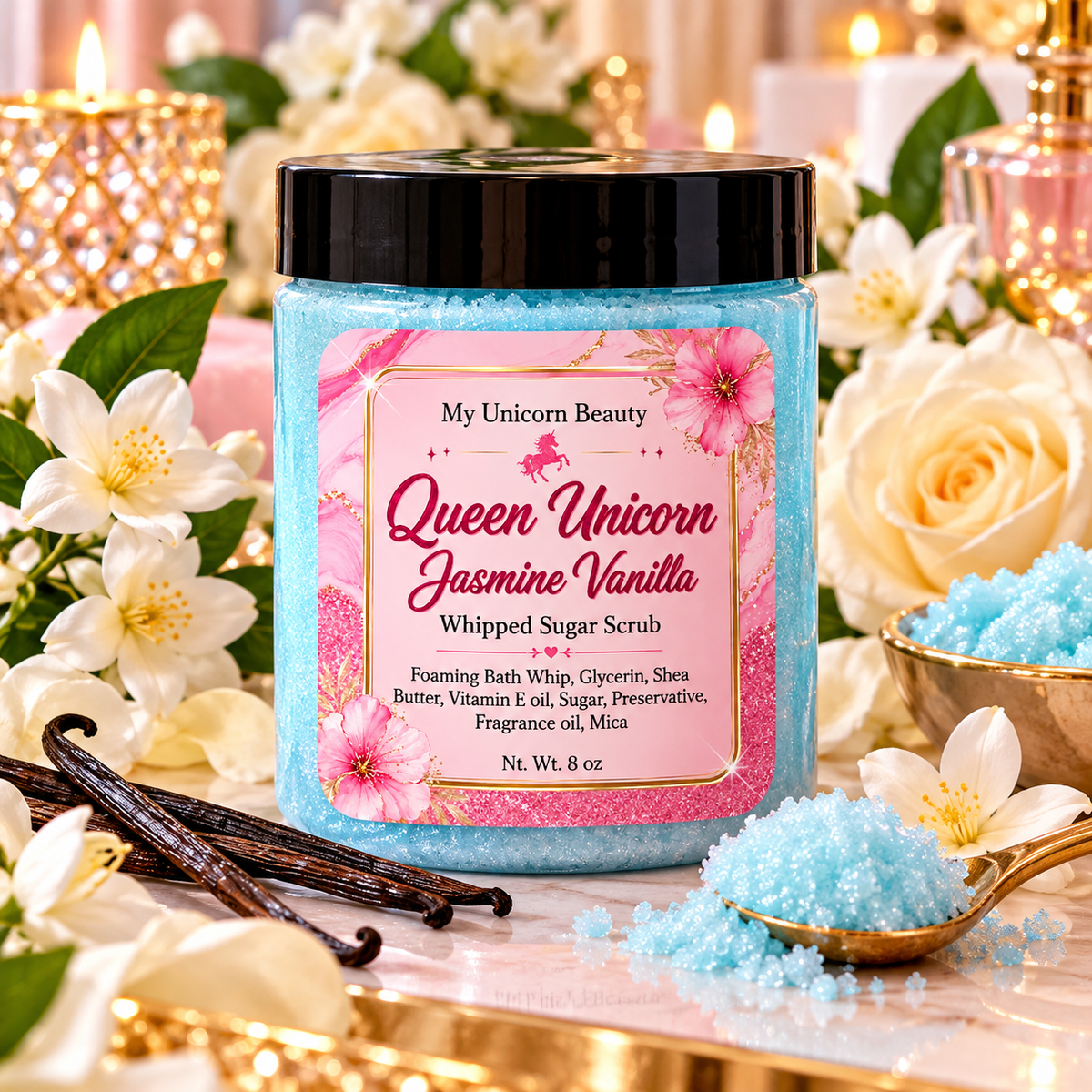 Queen Unicorn Sugar Scrub (Jasmine & Vanilla Scented) My Unicorn Beauty