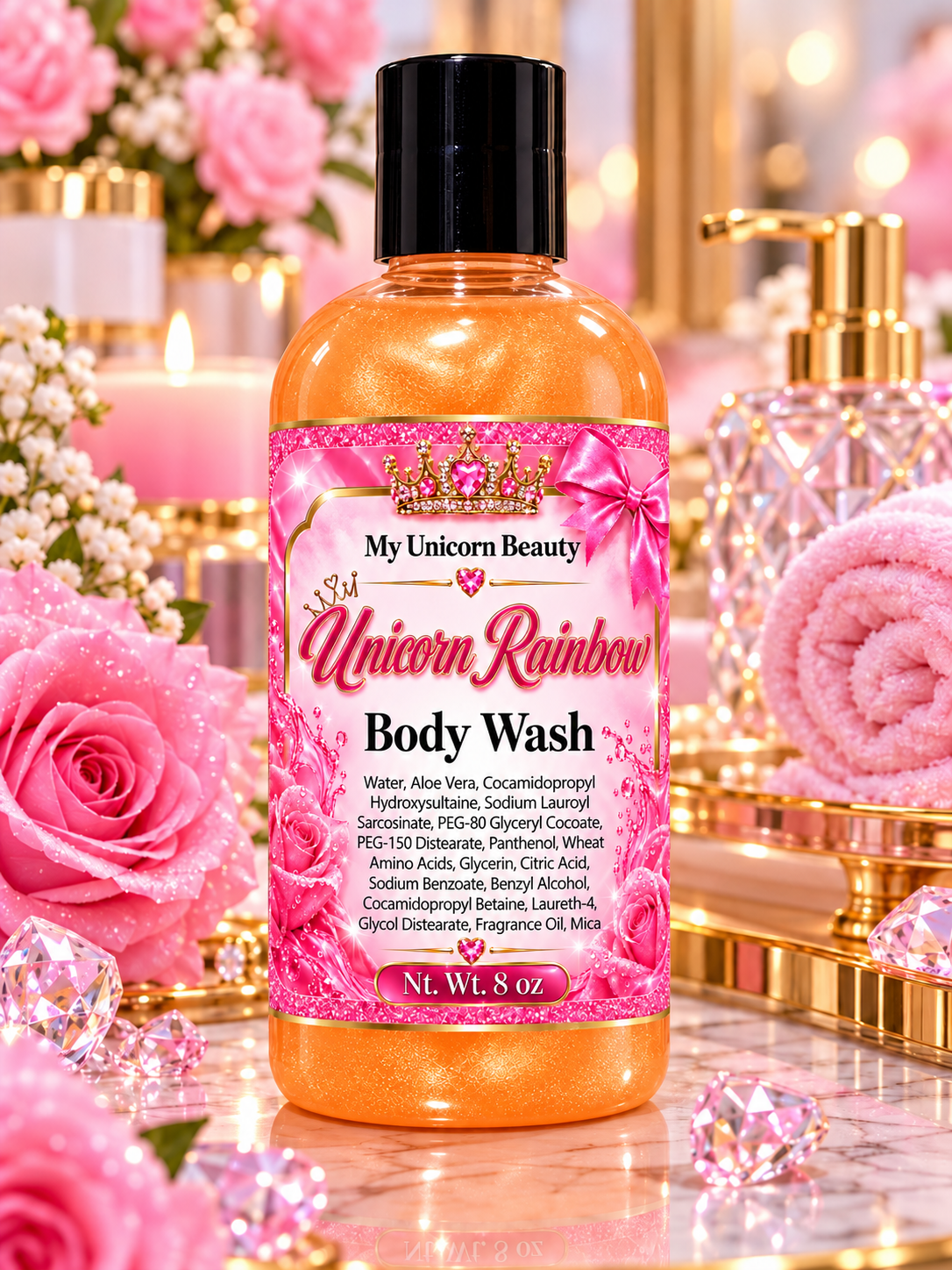 Unicorn Rainbow Body Wash (Orange Cream Vanilla Scented) My Unicorn Beauty