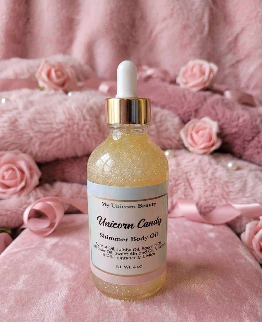 Unicorn Candy Body Oil with Shimmer (Pink Sugar Scented) My Unicorn Beauty