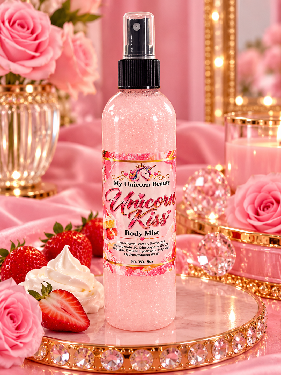 Unicorn Kiss Shimmery Body Mist – Strawberry Shortcake Scented My Unicorn Beauty