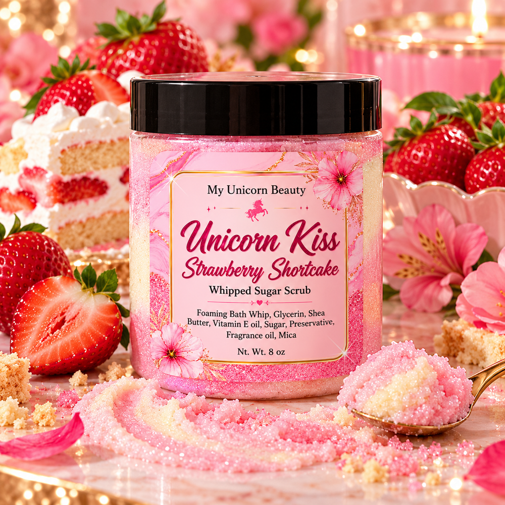 Unicorn Kiss Sugar Scrub (Strawberry Shortcake scented) My Unicorn Beauty