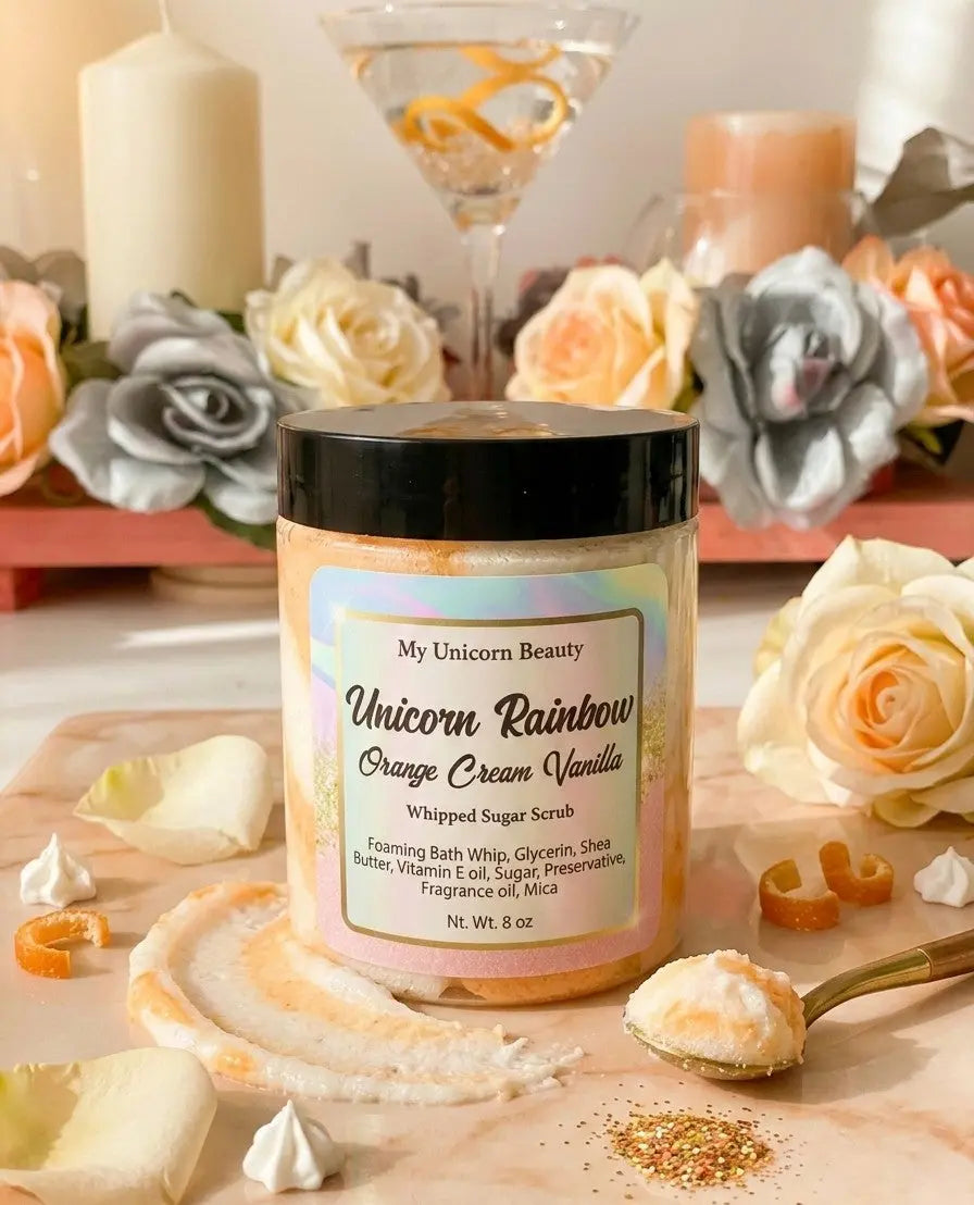 Unicorn Rainbow Sugar Scrub (Orange Cream Vanilla Scented) My Unicorn Beauty