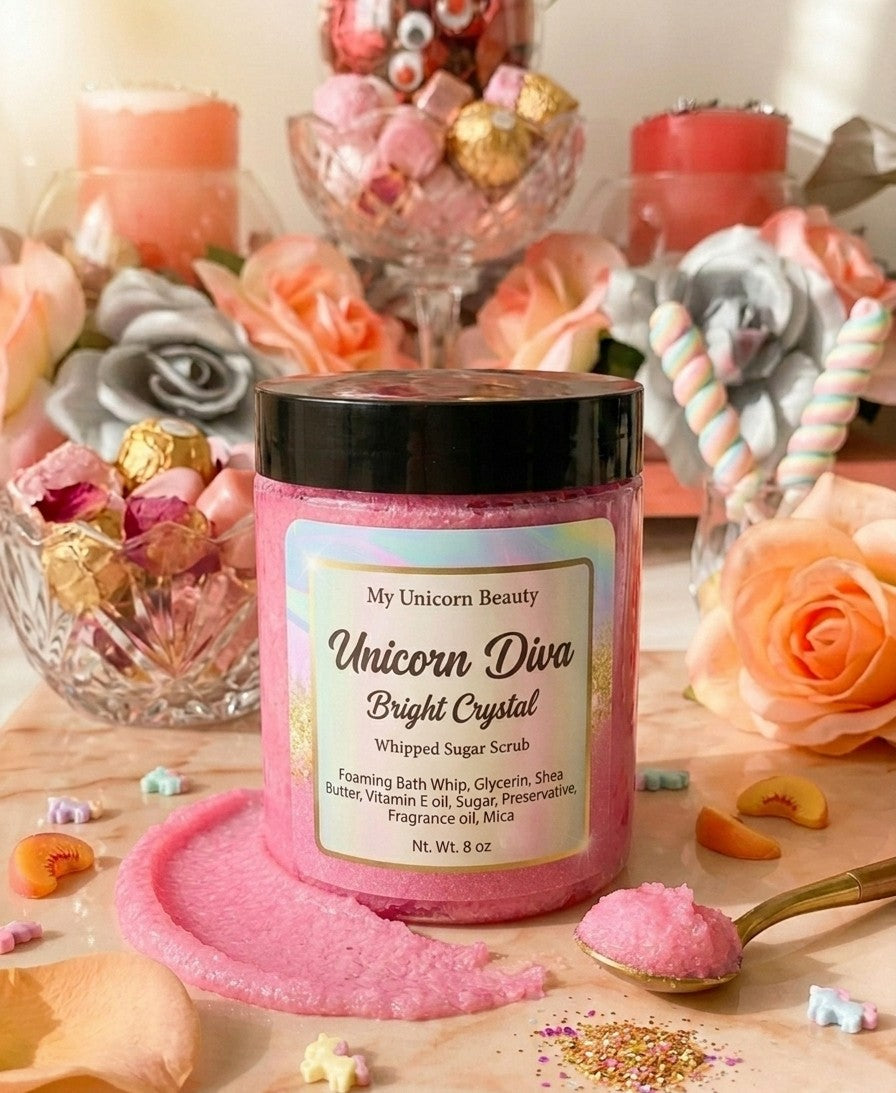 Unicorn Diva Sugar Scrub (Scent Inspired by Versace Bright Crystal) My Unicorn Beauty