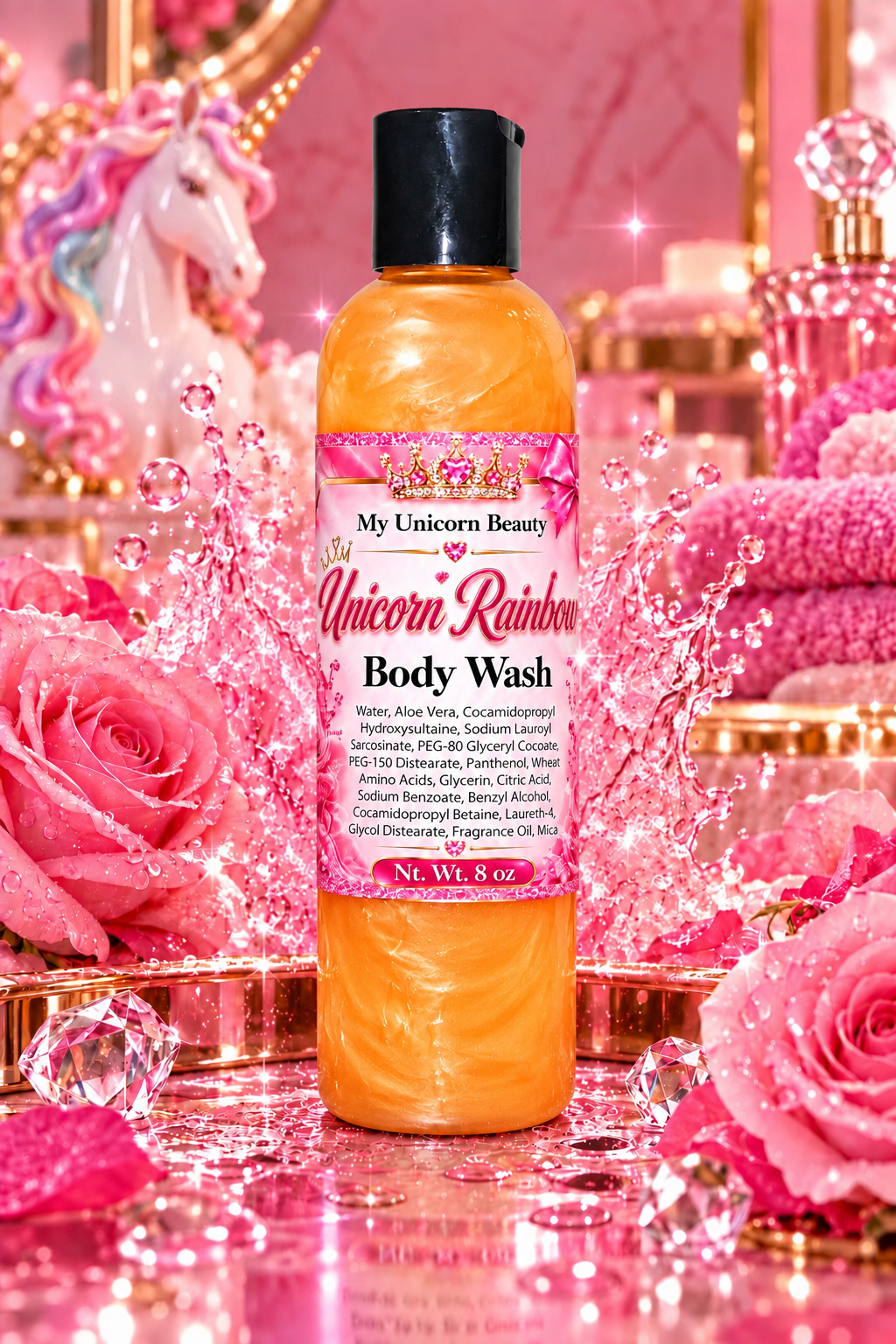 Unicorn Rainbow Body Wash (Orange Cream Vanilla Scented) My Unicorn Beauty