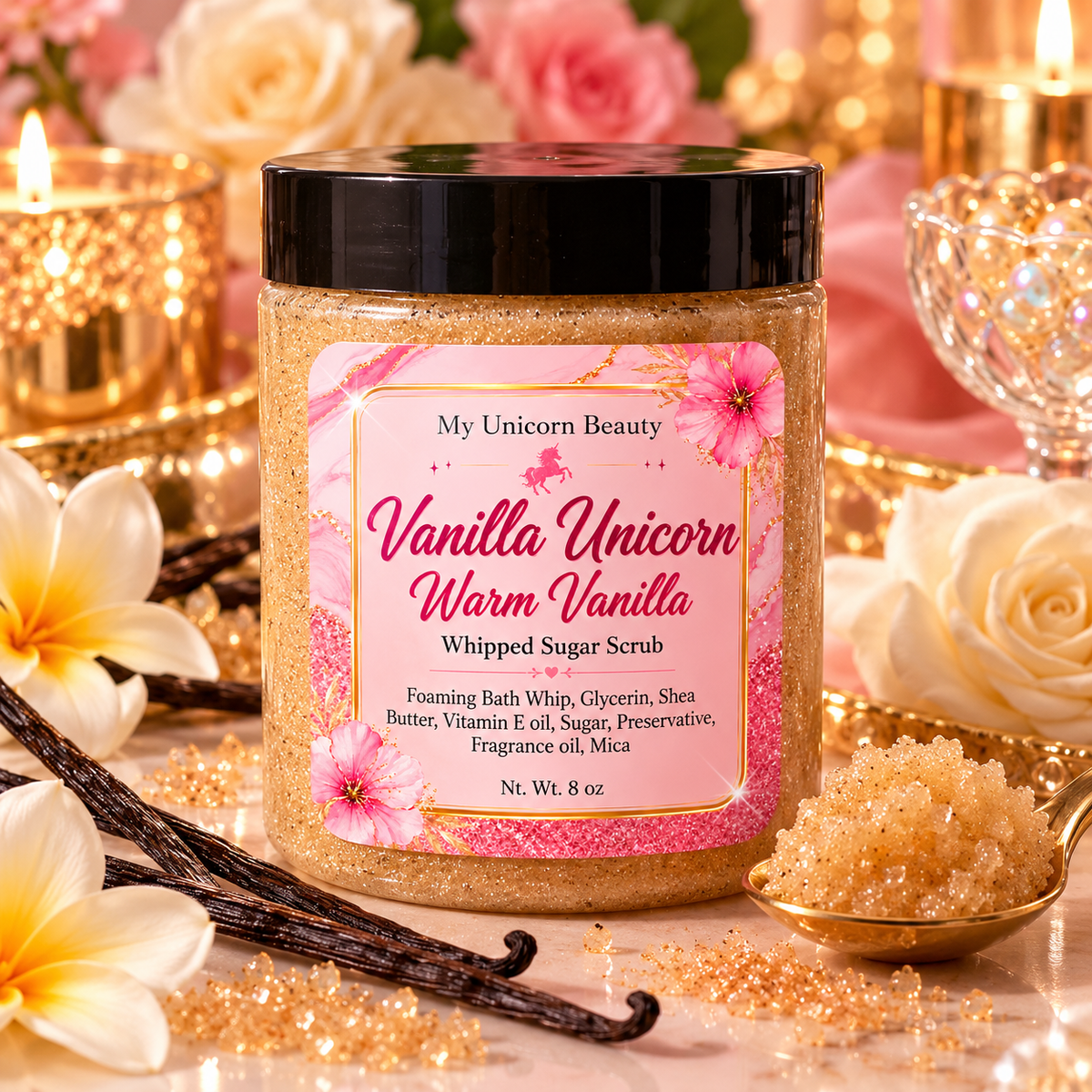 Vanilla Unicorn – Warm Vanilla Whipped Sugar Scrub My Unicorn Beauty