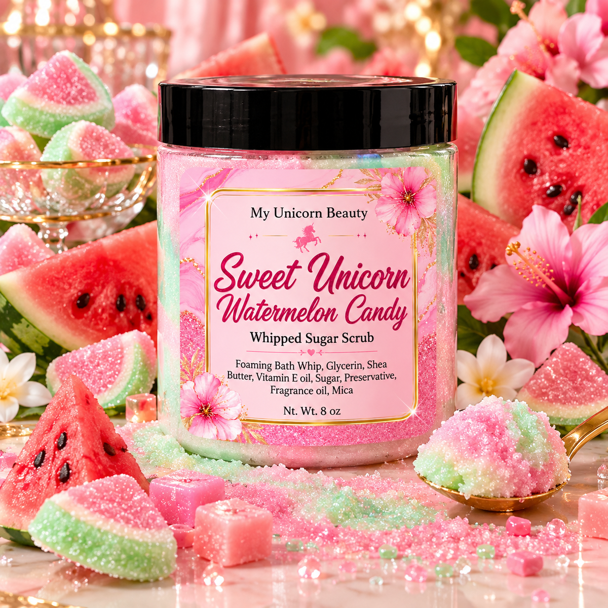 Sweet Unicorn Sugar Scrub (Watermelon Candy Scented) My Unicorn Beauty