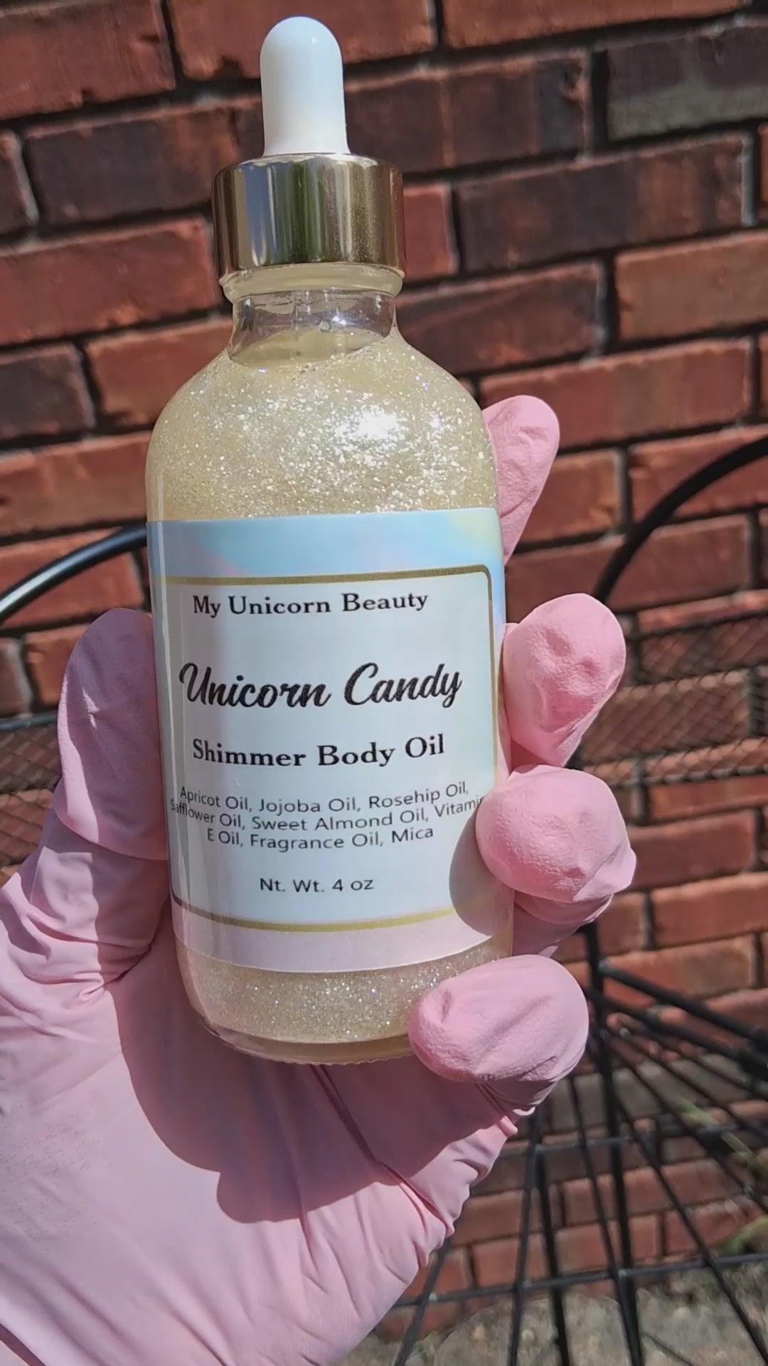 Unicorn Candy Body Oil with Shimmer (Pink Sugar Scented)